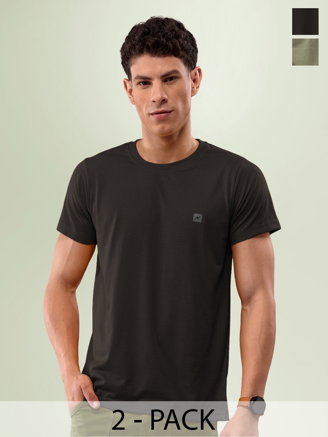 

LUX NITRO Pack Of 2 Anti Odour Lounge T-shirts, Black