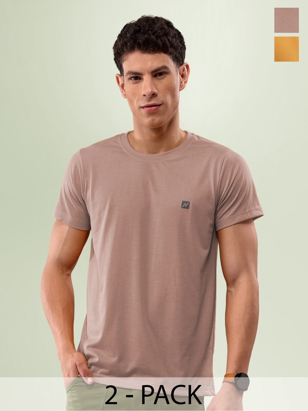 

LUX NITRO Pack Of 2 Round Neck Anti Odour T-Shirt, Mauve