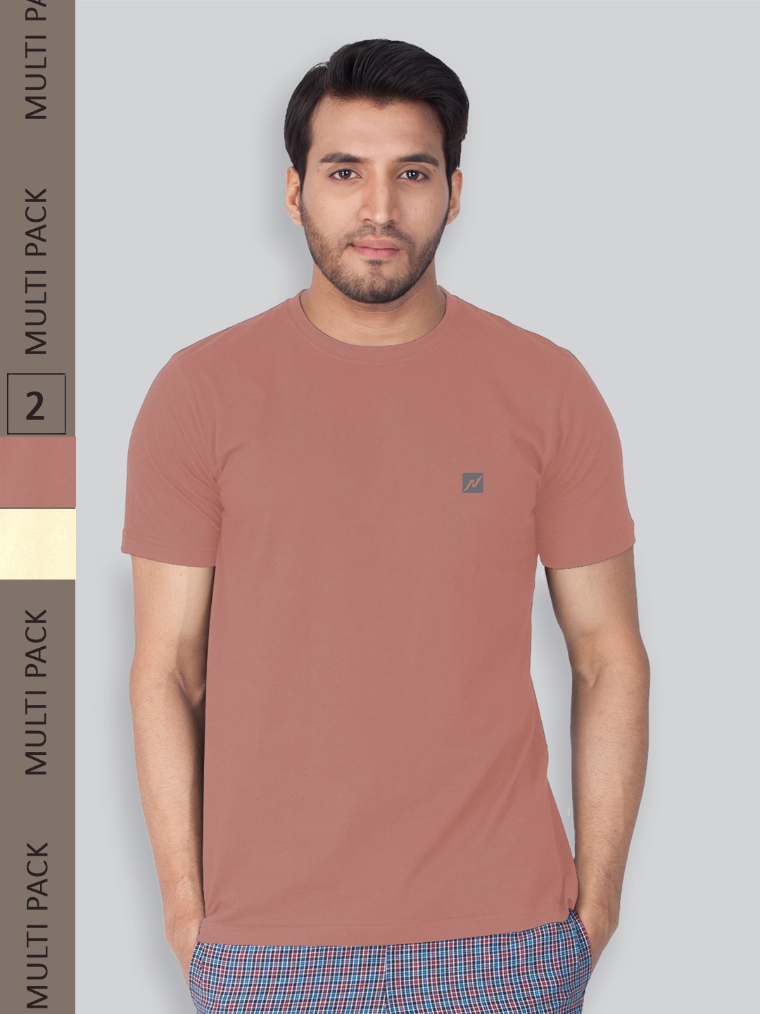 

LUX NITRO Pack Of 2 Anti Odour Lounge T-shirts, Peach