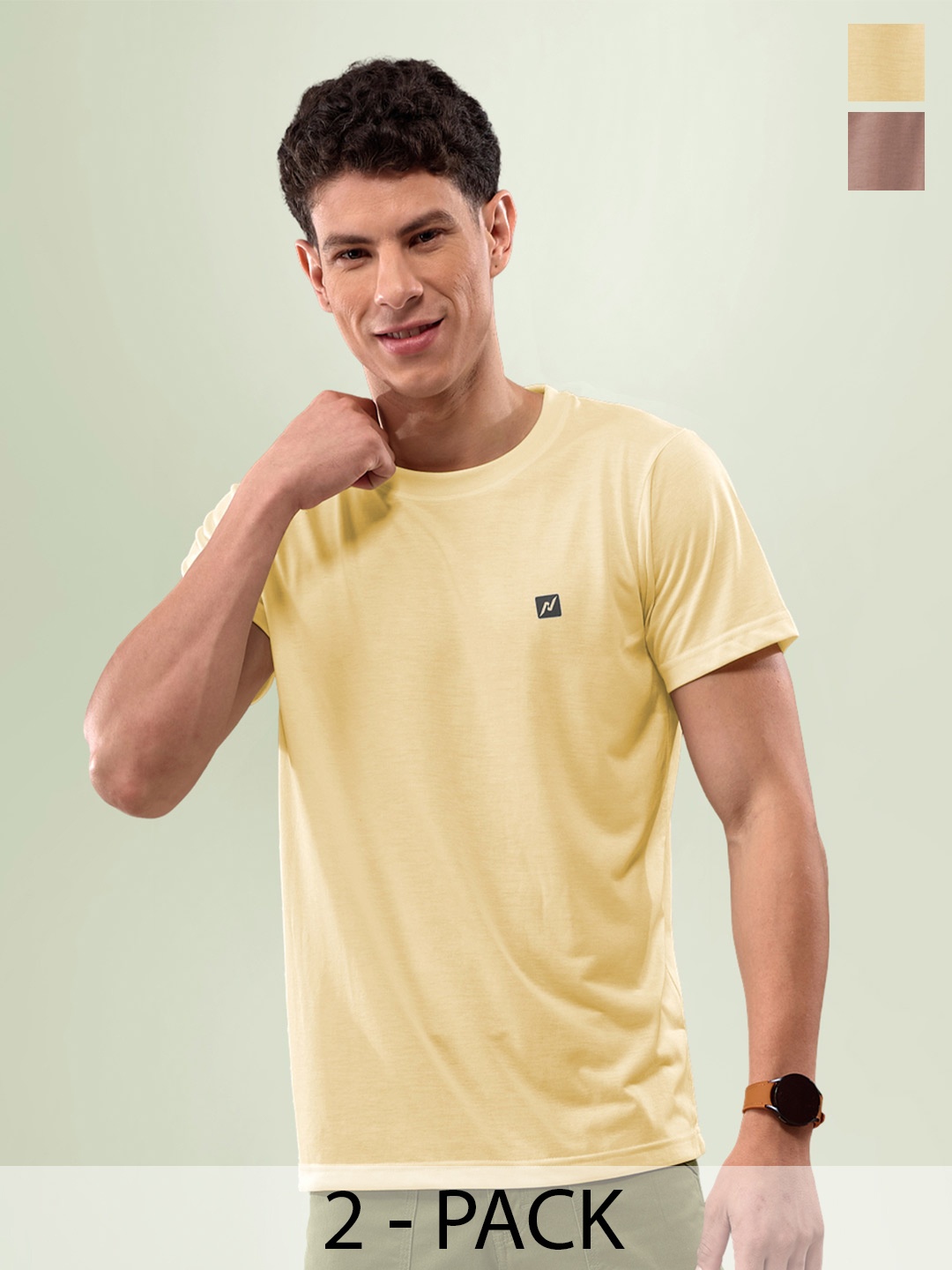 

LUX NITRO Pack Of 2 Anti Odour Lounge T-shirts, Peach
