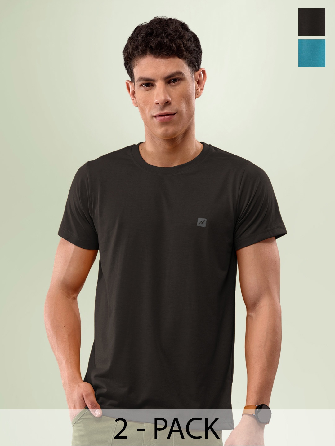 

LUX NITRO Pack Of 2 Anti Odour Lounge T-shirts, Black