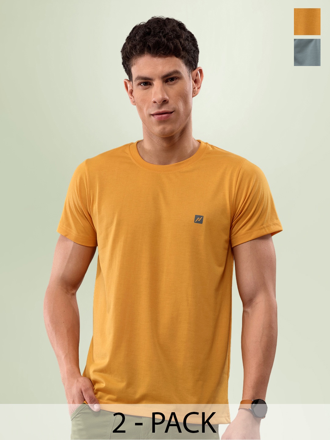 

LUX NITRO Pack Of 2 Anti Odour Lounge T-shirts, Grey