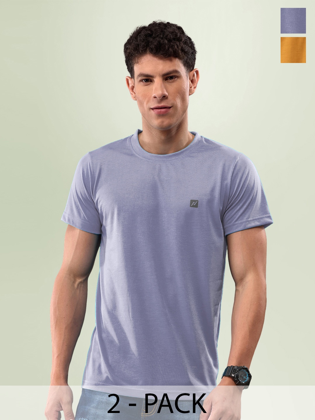 

LUX NITRO Pack Of 2 Anti Odour Lounge T-shirts, Grey