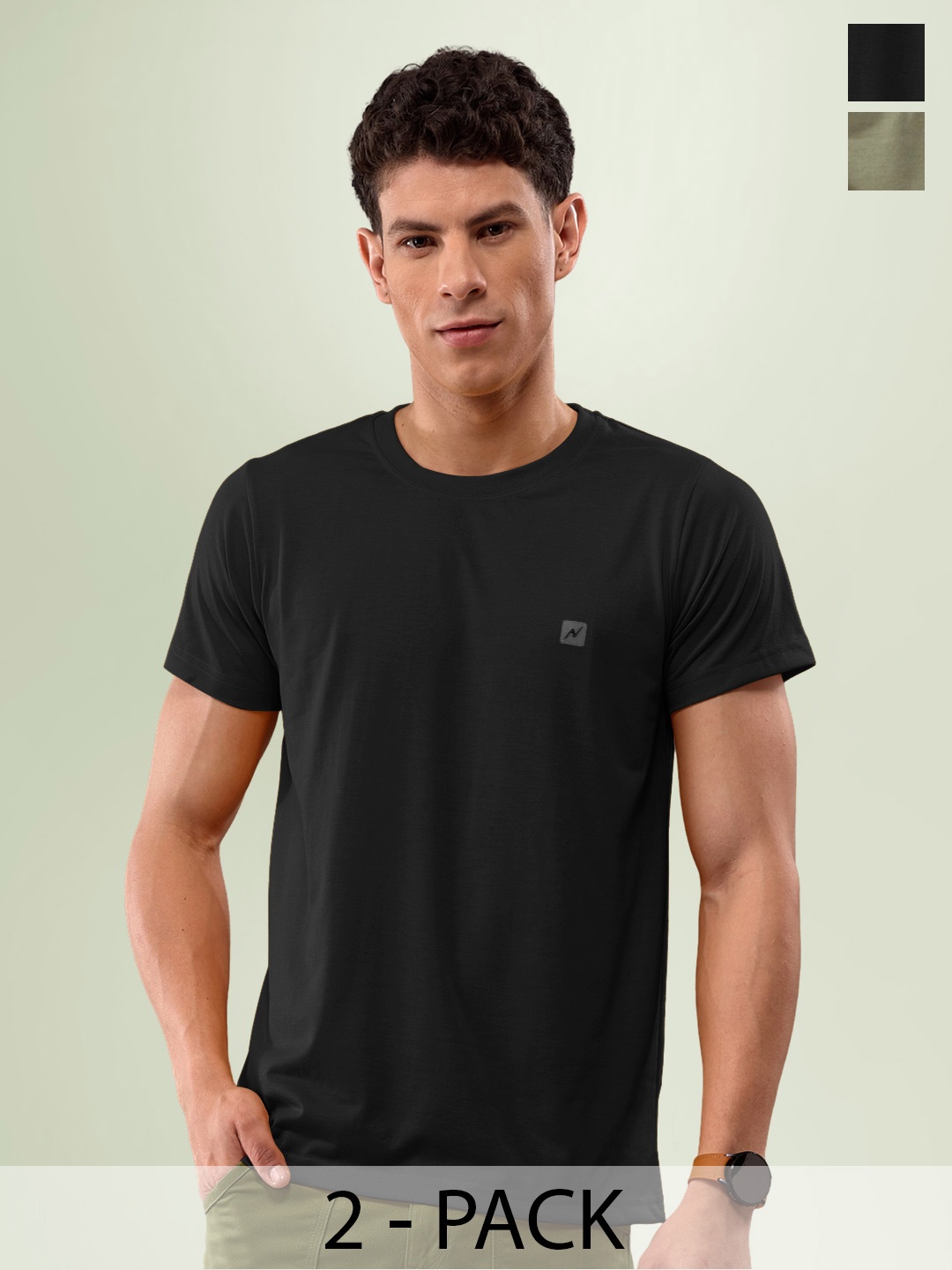 

LUX NITRO Pack Of 2 Anti Odour Lounge T-shirts, Black