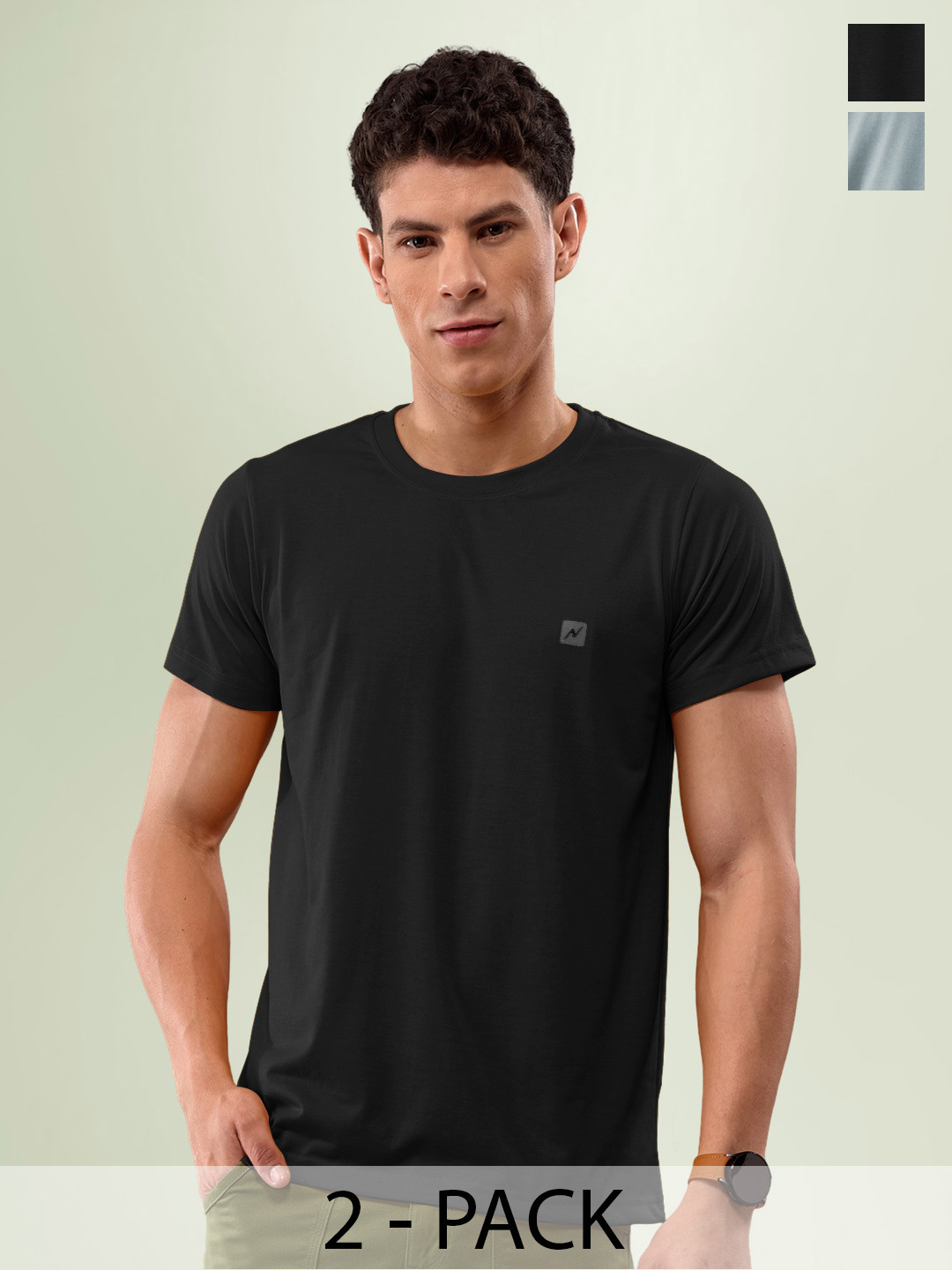 

LUX NITRO Pack Of 2 Anti Odour Lounge T-shirts, Grey