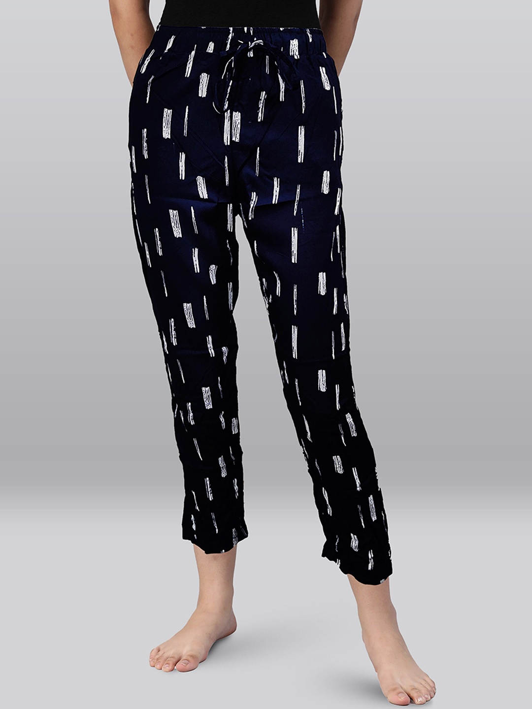 

LYRA Women Printed Lounge Pants, Navy blue