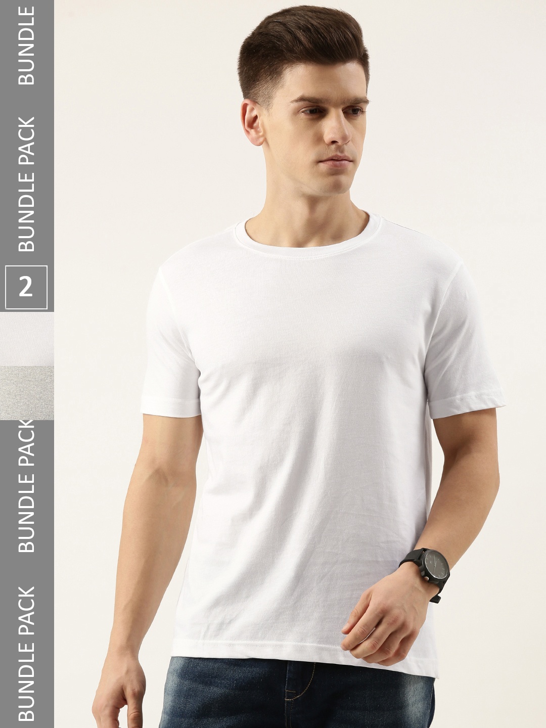 

Bene Kleed Men Pack of 2 Regular Fit Round neck Sustainable T-shirts, White