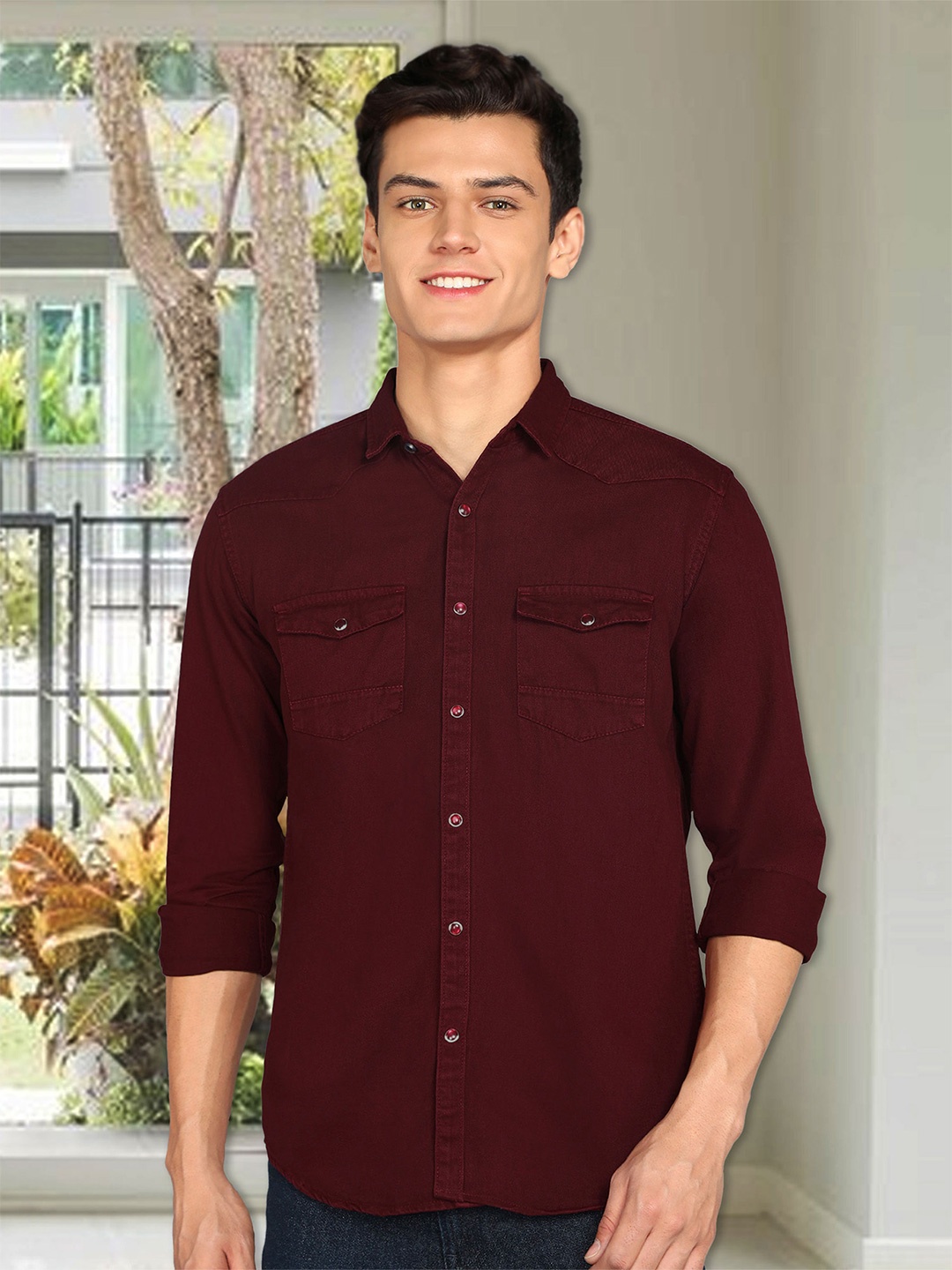 

Kuons Avenue Smart Slim Fit Twill Cotton Casual Shirt, Purple