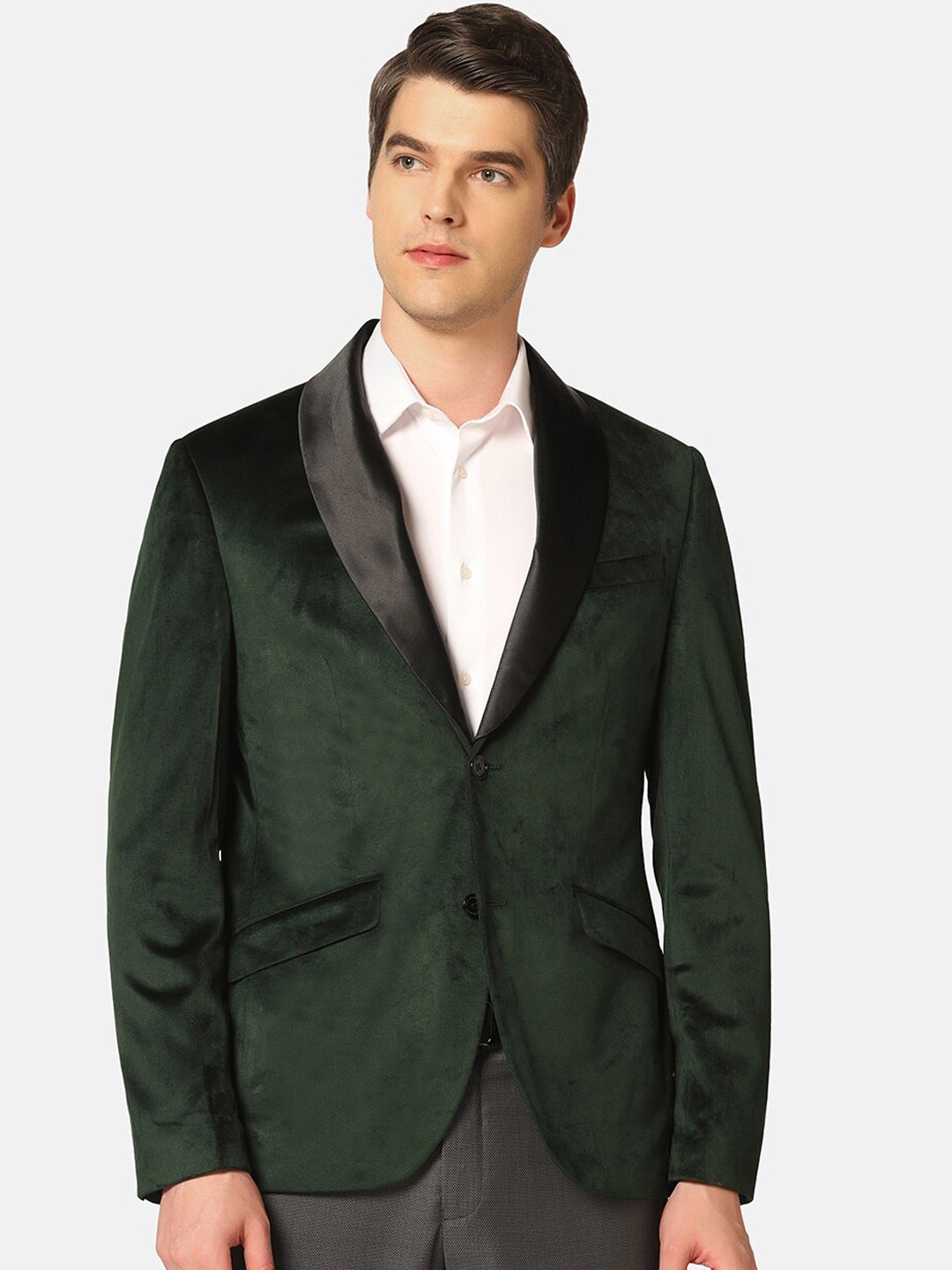 

Blackberrys Shawl Collar Slim-Fit Single-Breasted Formal Blazer, Green