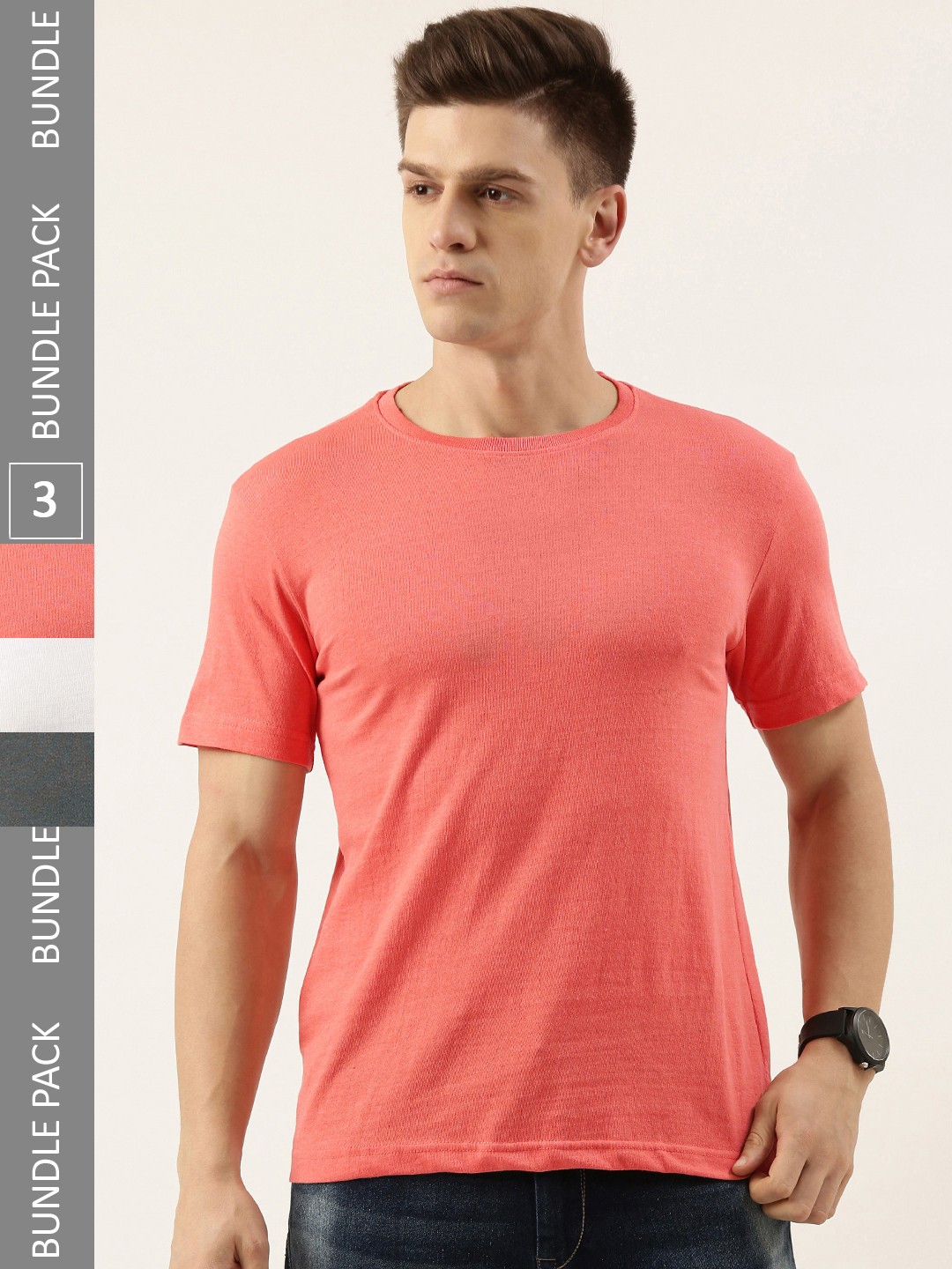 

Bene Kleed Men Pack of 3 Regular Fit Round neck T-shirt, Grey
