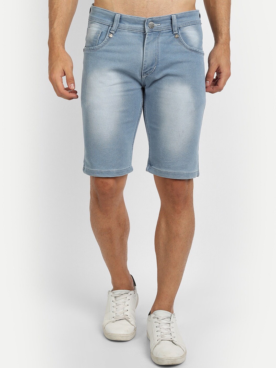 

Wicked Stitch Men Low-Rise Knitted Denim Shorts, Blue
