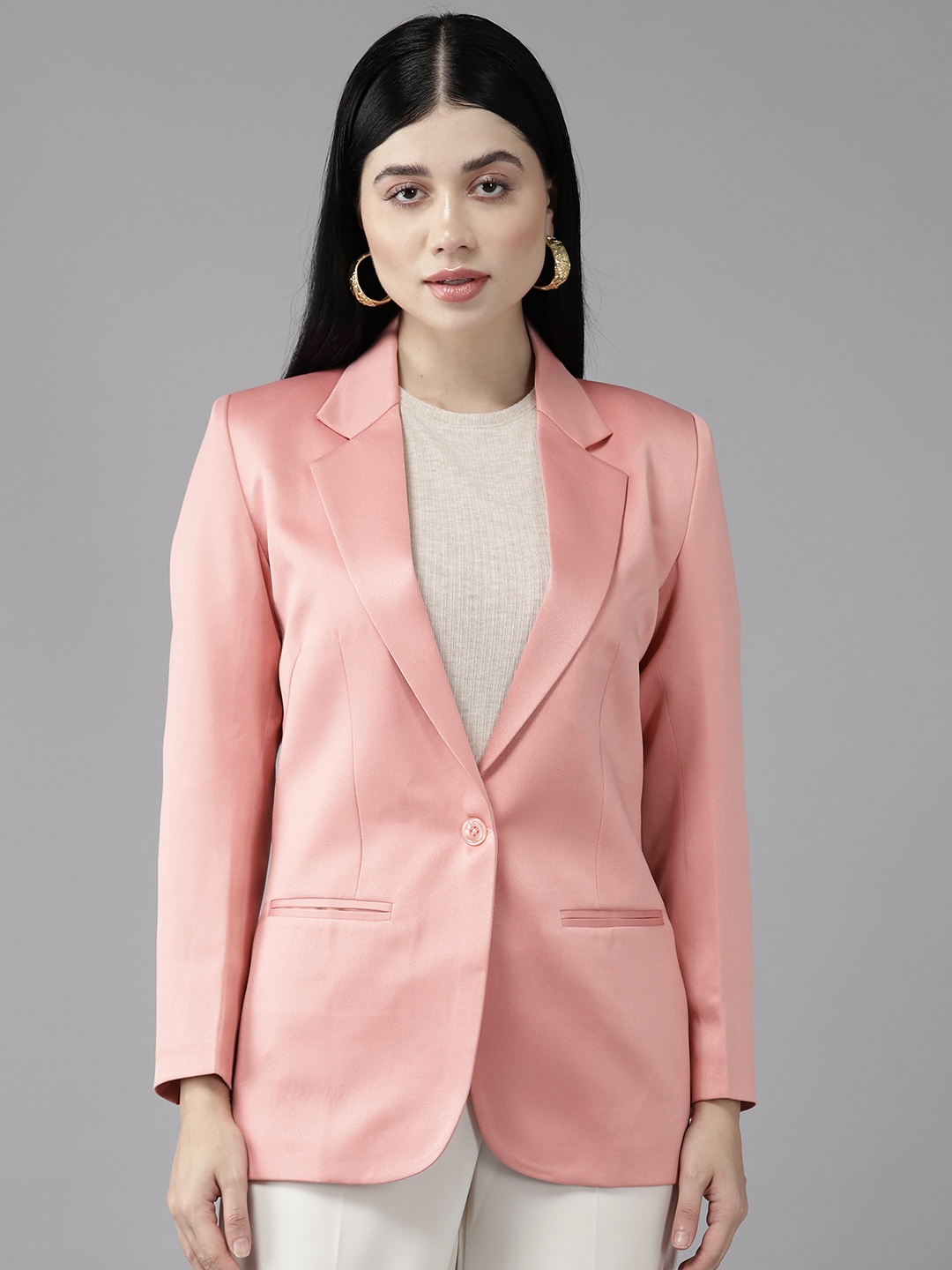 

Shaftesbury London Single-Breasted Slim Fit Formal Blazer, Pink