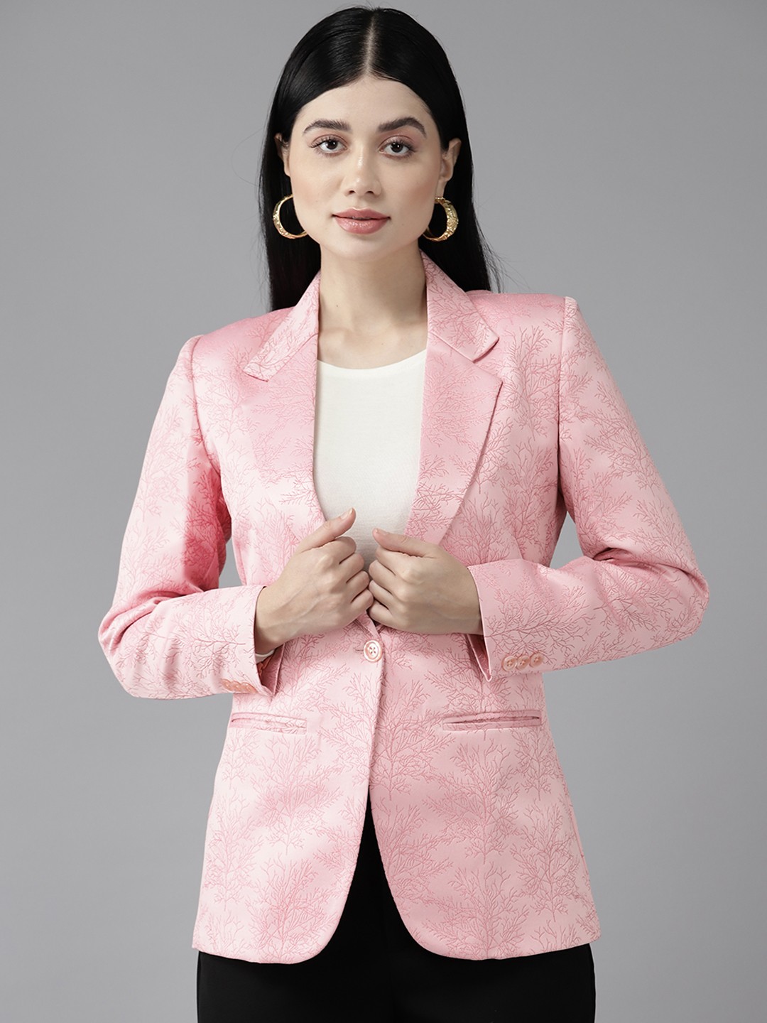 

Shaftesbury London Men Single-Breasted Slim Fit Satin Formal Blazer, Pink