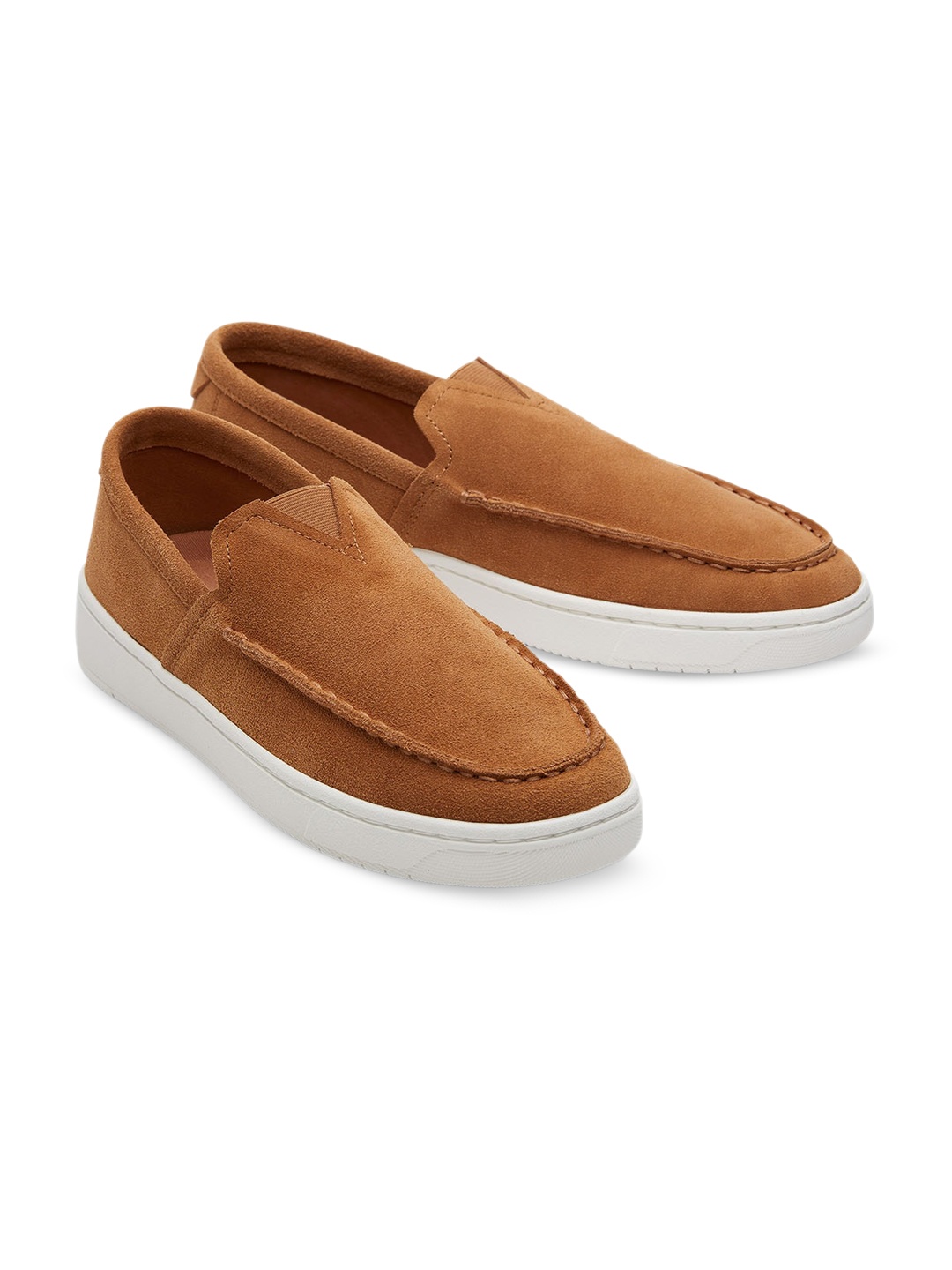 

Men Suede Contrast Sole Slip-On Sneakers, Brown