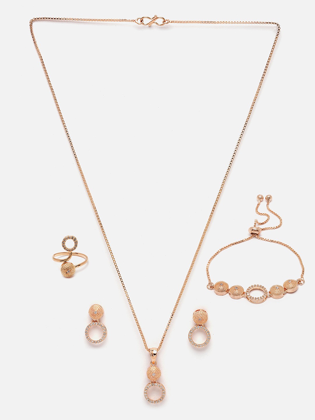 

Aazeen Rose Gold-Plated AD-Studded Jewellery Set