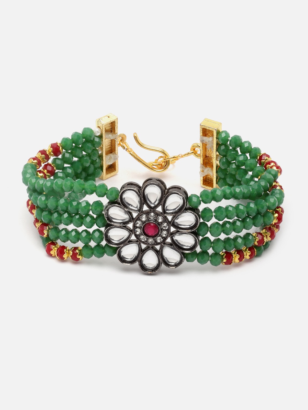 

Aazeen Gold-Plated Kundan Multistrand Bracelet