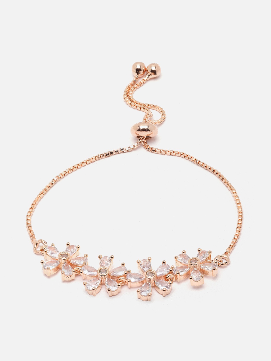 

Aazeen Rose Gold-Plated American Diamond Wraparound Bracelet