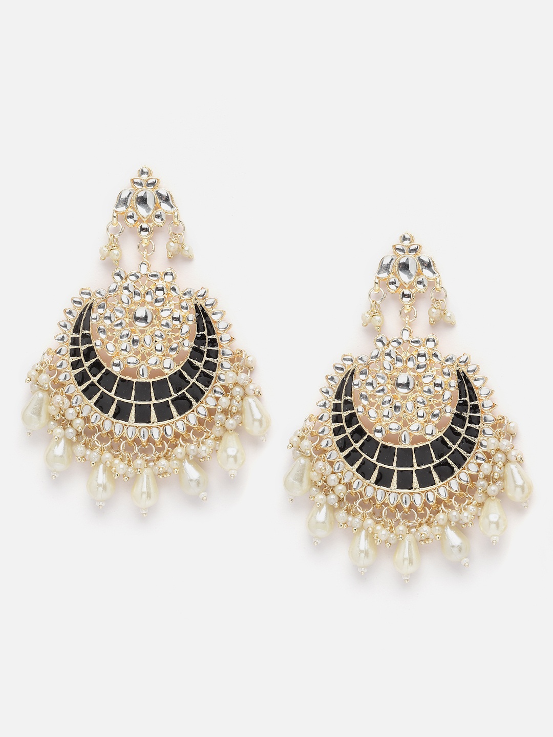 

Aazeen Gold-Plated Crescent Shaped Chandbalis Earrings