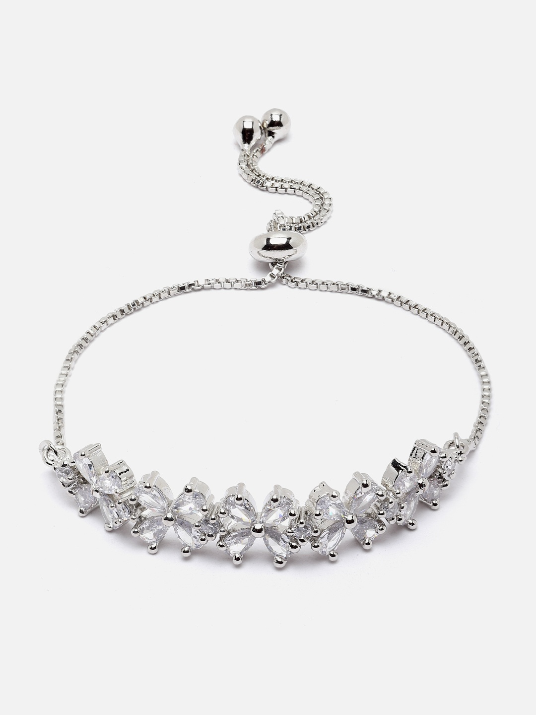 

Aazeen Rhodium-Plated American Diamond Wraparound Bracelet, Silver