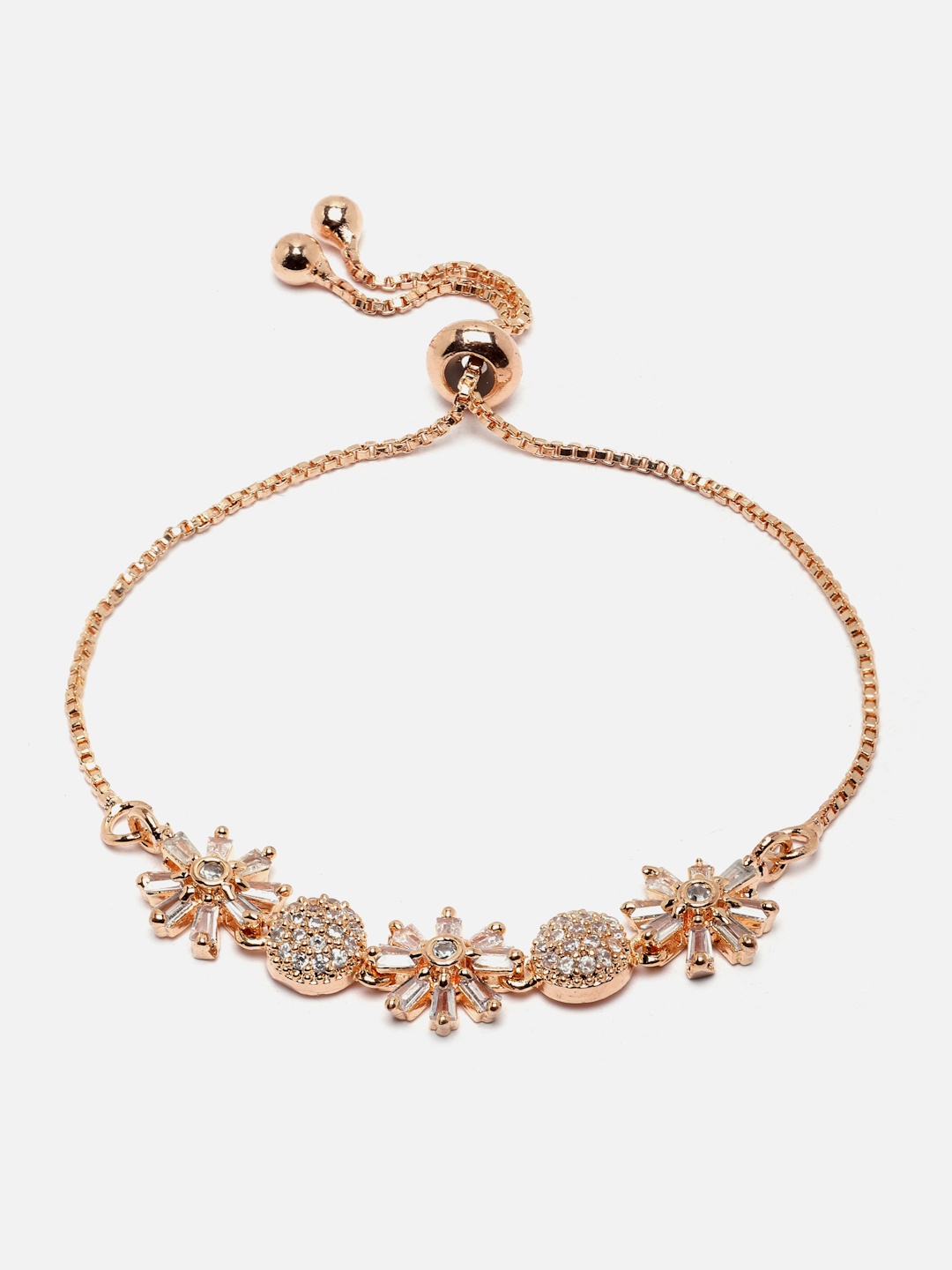 

Aazeen Rose Gold-Plated American Diamond Wraparound Bracelet