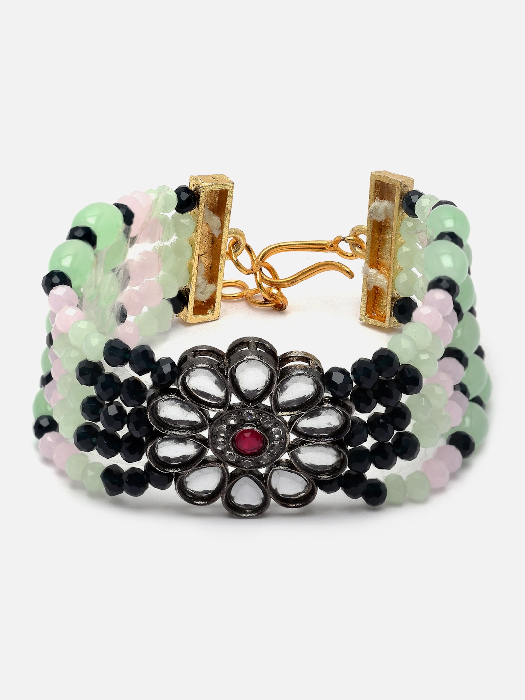 

Aazeen Gold-Plated Kundan Multistrand Bracelet