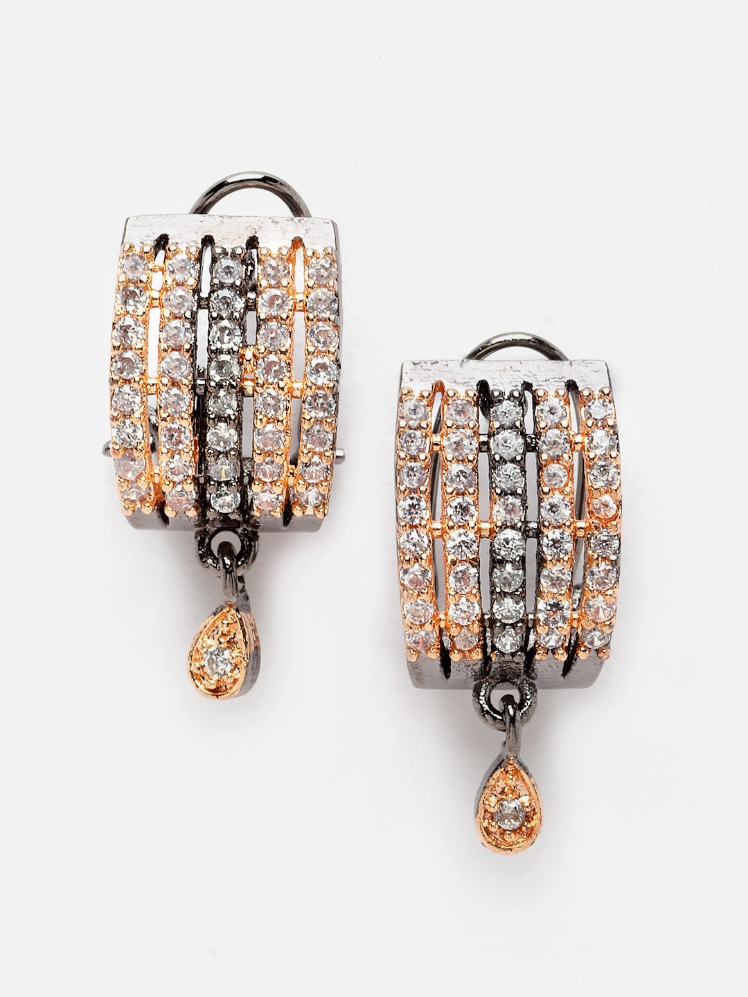 

Aazeen Rose Gold-Plated Contemporary American Diamond Drop Earrings