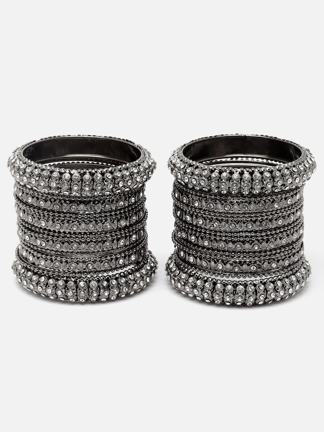 

Aazeen Set of 28 Silver-Plated Stone-Studded Bangles