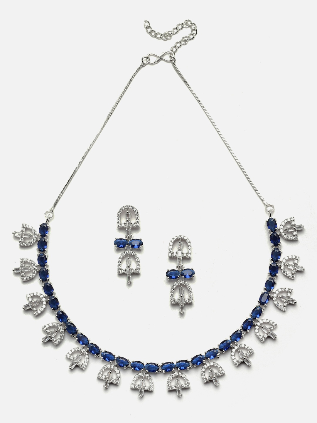 

Aazeen Rhodium-Plated AD-Studded Jewellery Set, Silver