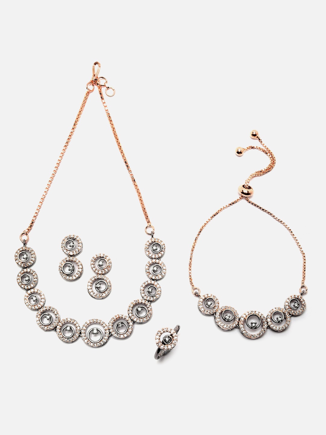 

Aazeen Rose Gold-Plated American Diamond-Studded Jewellery Set