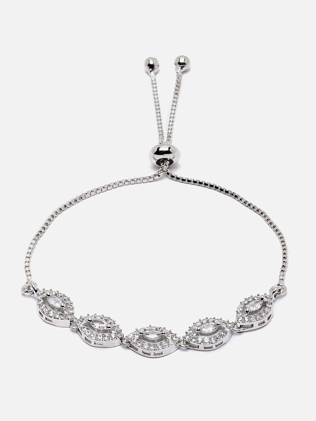 

Aazeen Rhodium-Plated American Diamond Wraparound Bracelet, Silver