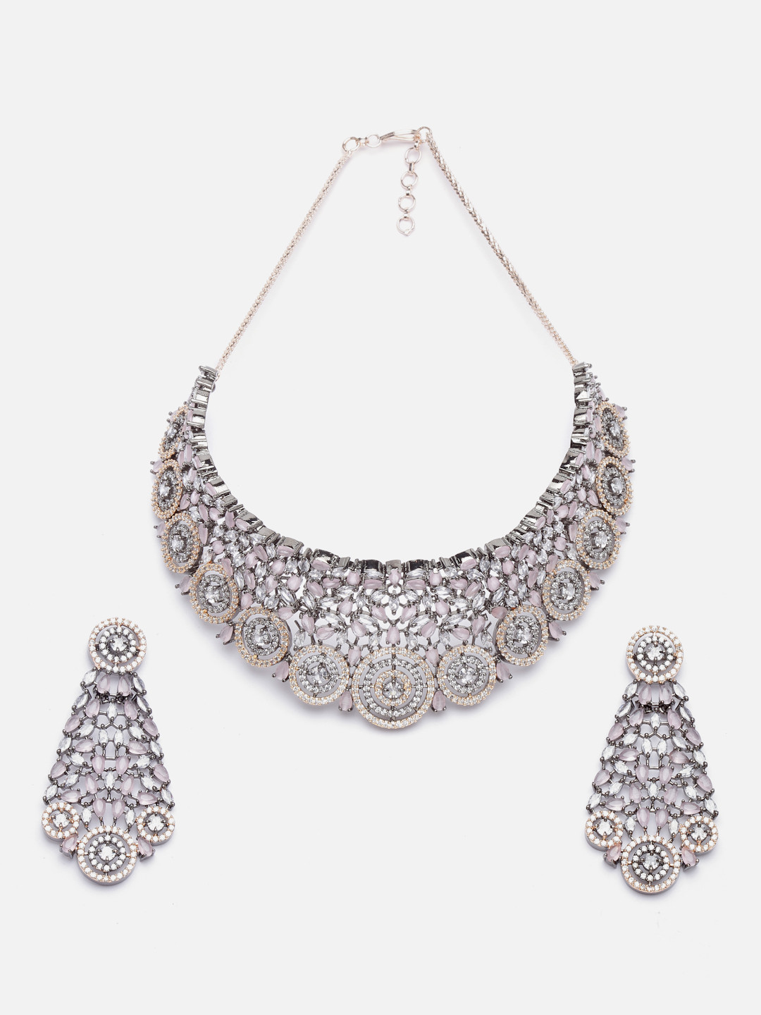 

Aazeen Rose Gold-Plated American Diamond Studded Jewellery Set