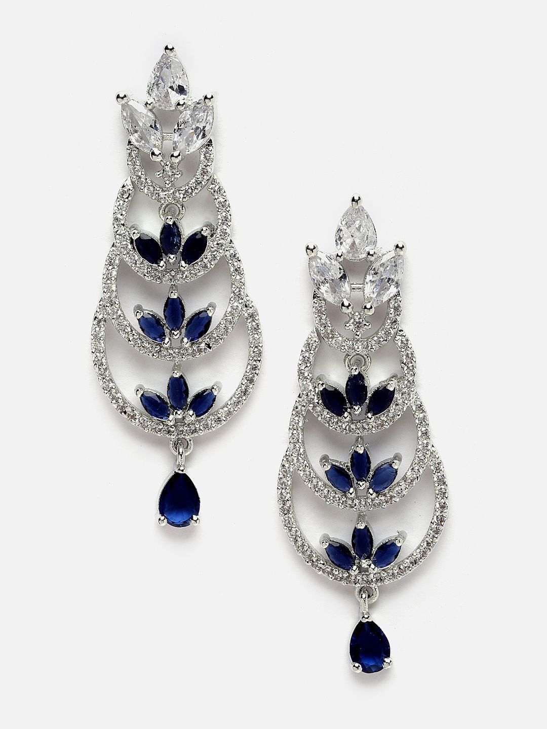 

Aazeen Rhodium-Plated Crescent Shaped Drop Earrings, Silver
