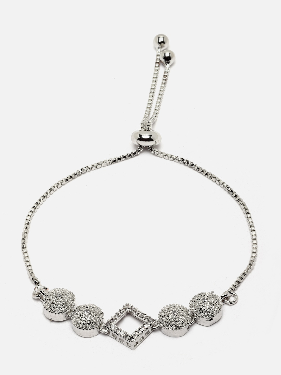 

Aazeen Rhodium-Plated American Diamond Wraparound Bracelet, Silver