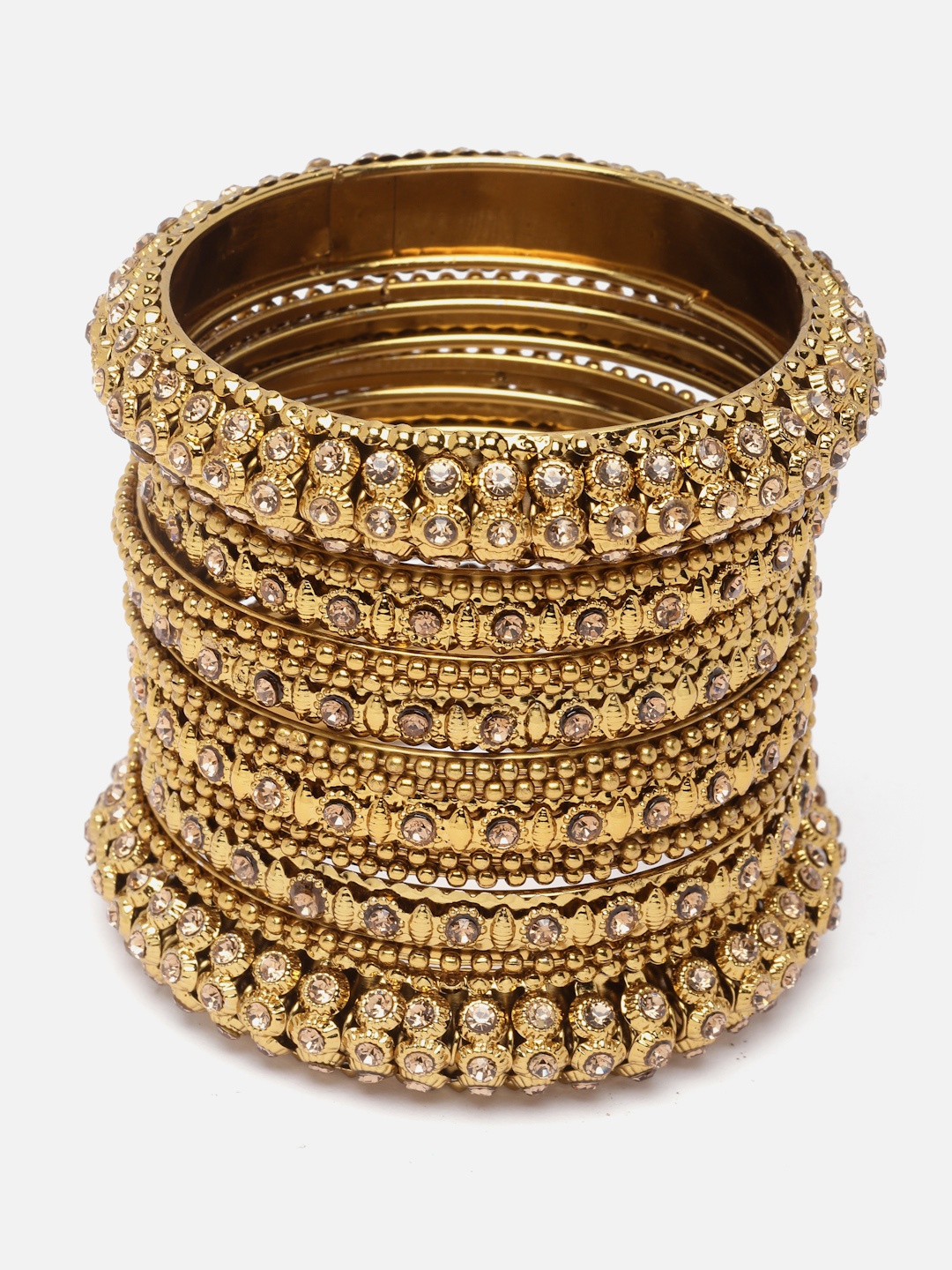 

Aazeen Set Of 14 Gold-Plated Stone Studded Bangles