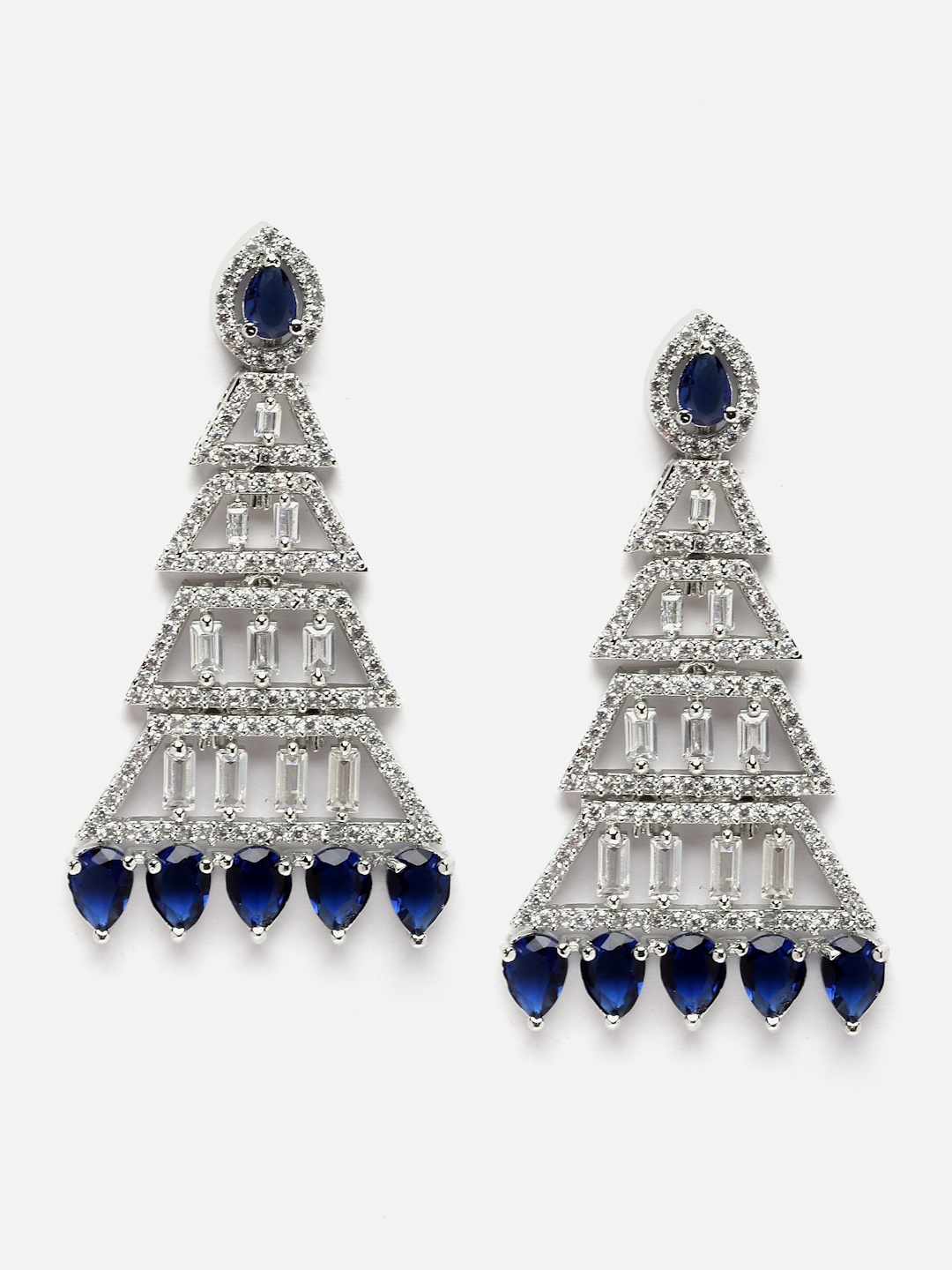 

Aazeen Rhodium-Plated Triangular Drop Earrings, Silver