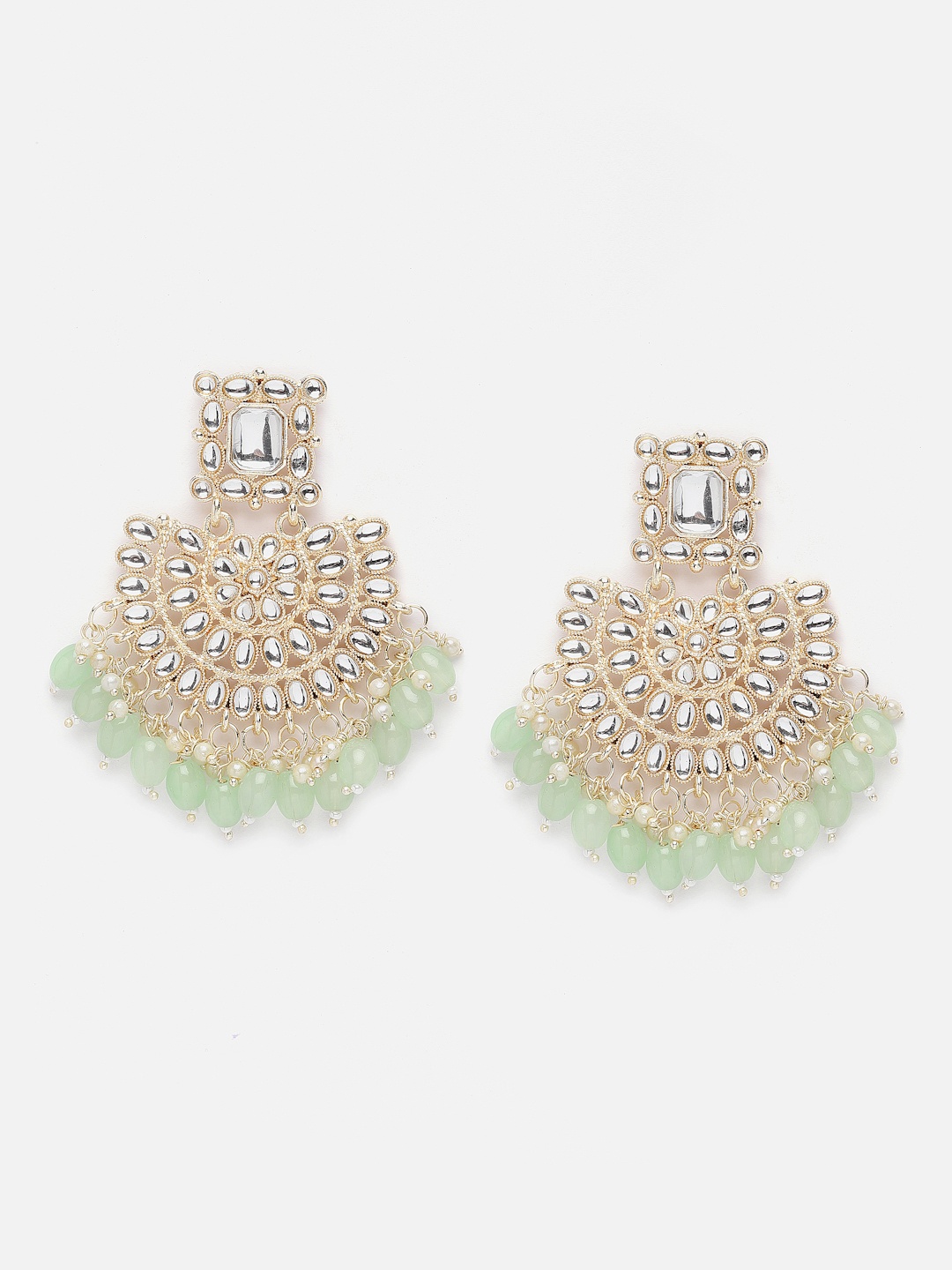 

Aazeen Gold-Plated Crescent Shaped Chandbali Earrings