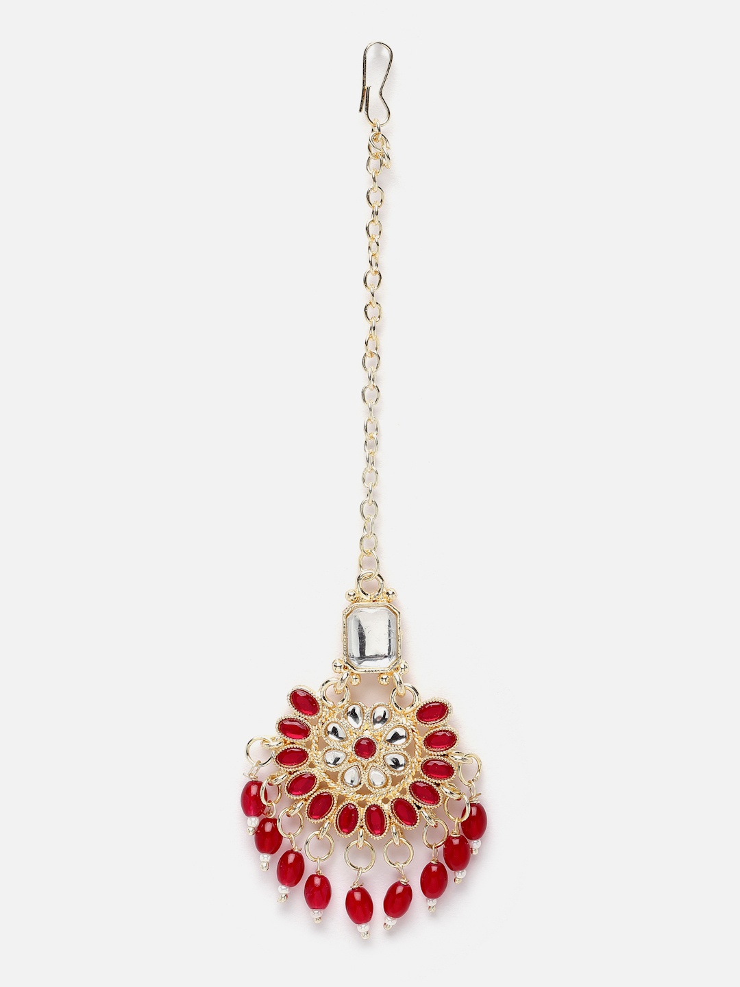 

Aazeen Gold-Plated Kundan-Studded & Beaded Maang Tikka