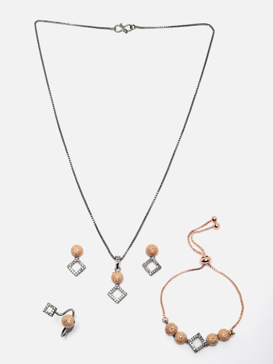 

Aazeen Rose Gold-Plated AD Studded Jewellery Set