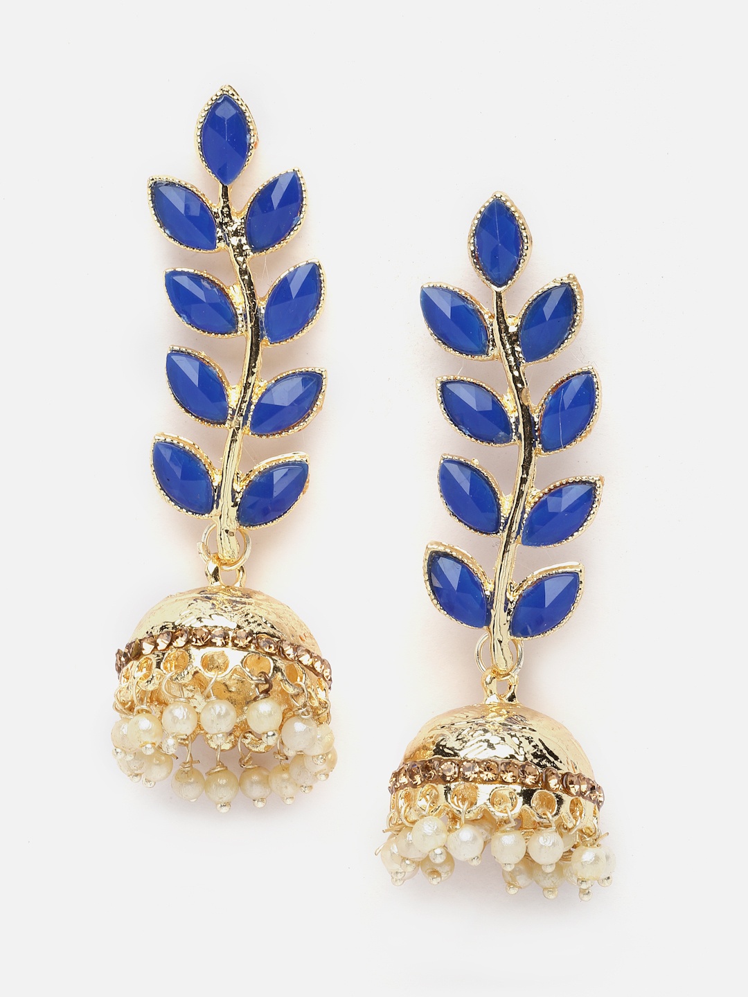 

Aazeen Gold-Plated Dome Shaped Kundan Studded Jhumkas