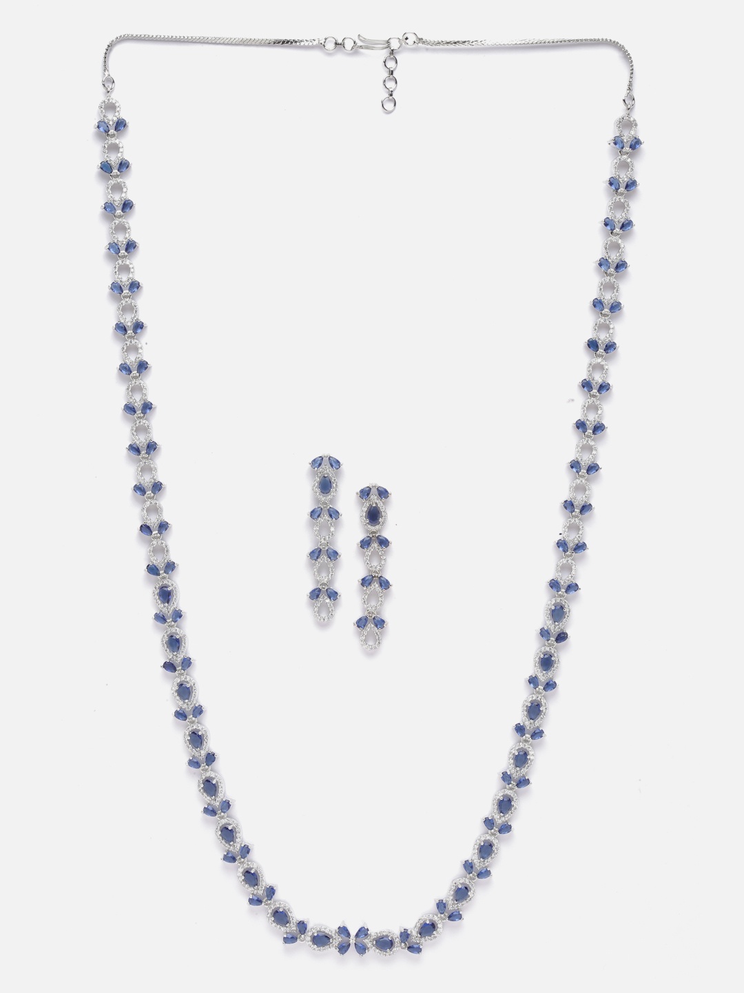 

Aazeen Rhodium-Plated AD-Studded Jewellery Set, Silver