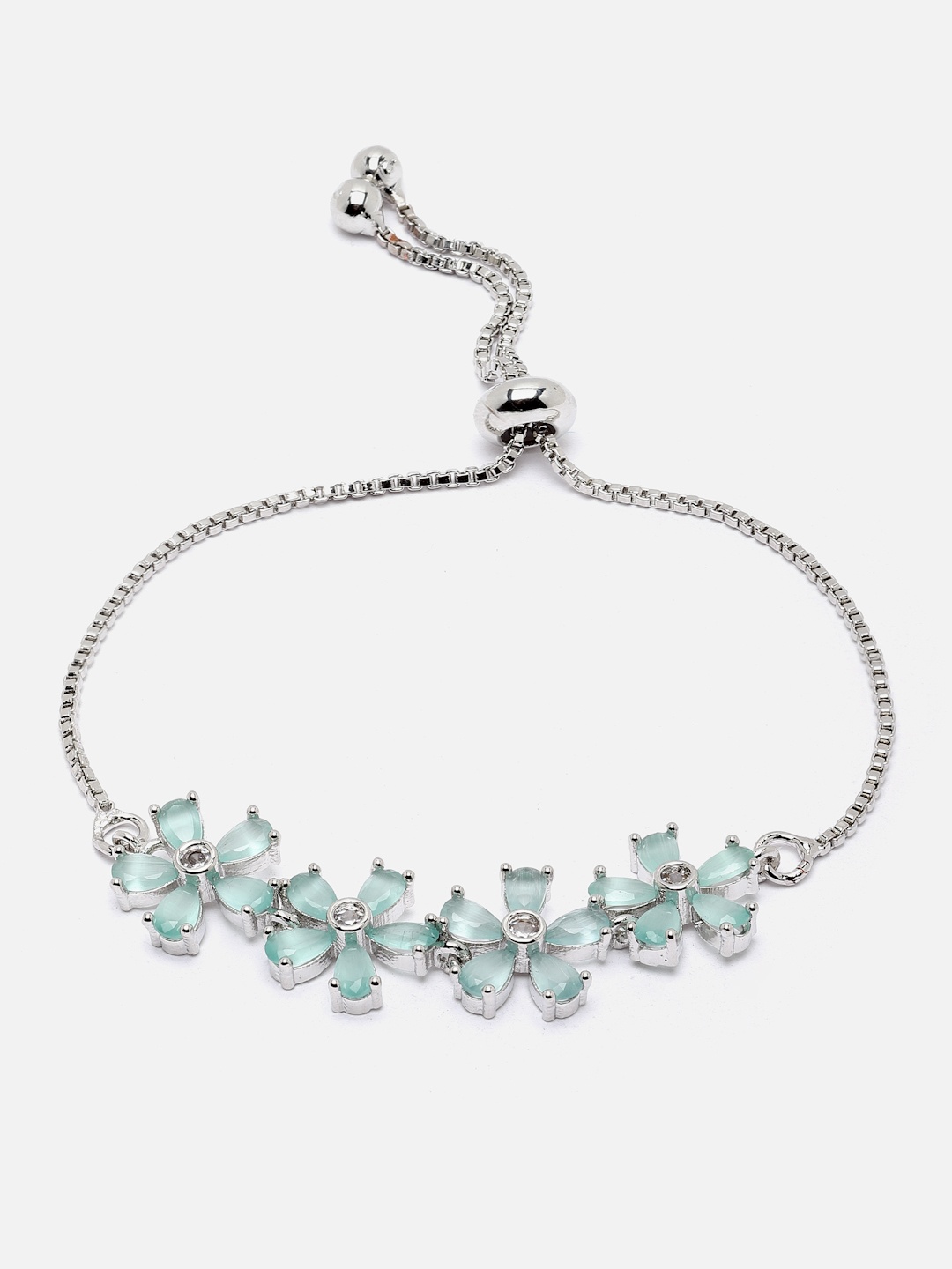 

Aazeen Rhodium-Plated American Diamond Wraparound Bracelet, Silver