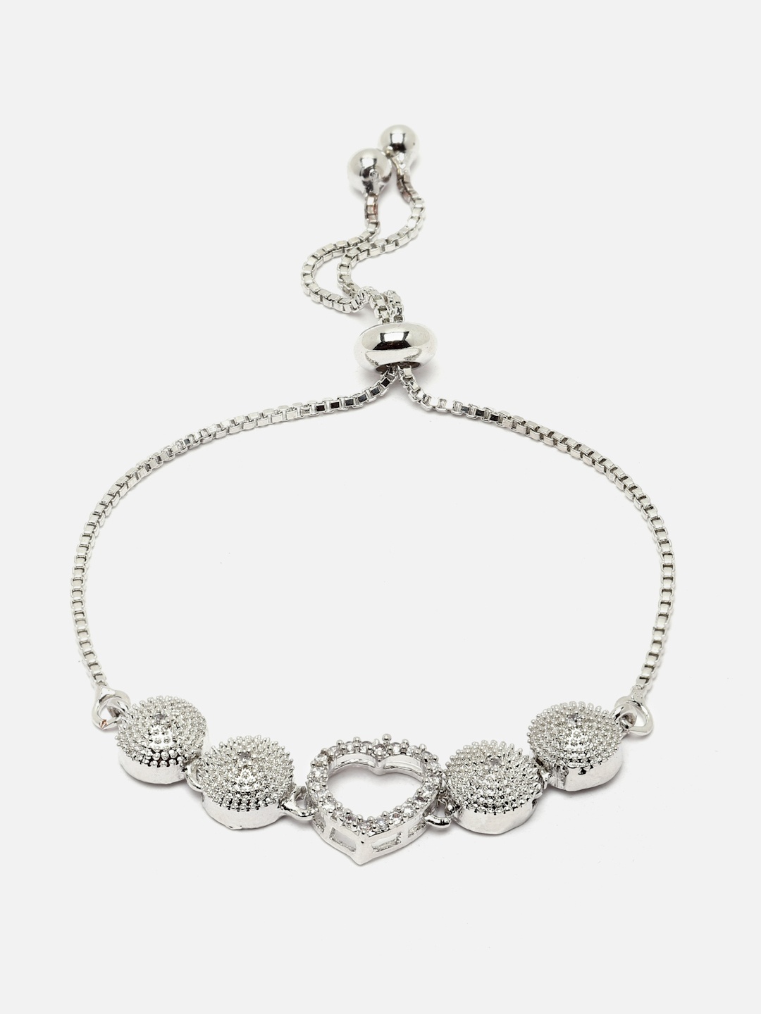 

Aazeen Rhodium-Plated American Diamond Wraparound Bracelet, Silver