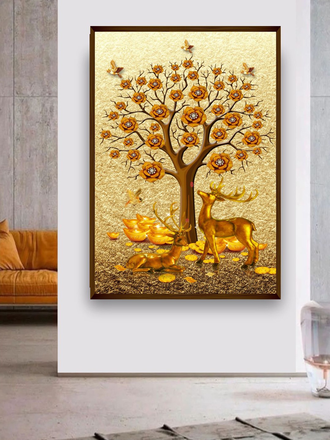 

The Art House Beige & Golden Abstract Framed Wall Painting