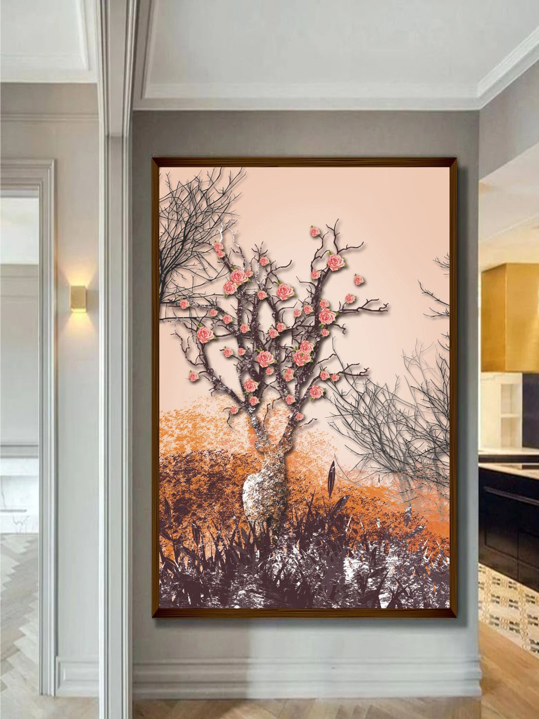 

The Art House Peach & Orange Abstract Framed Wall Painting