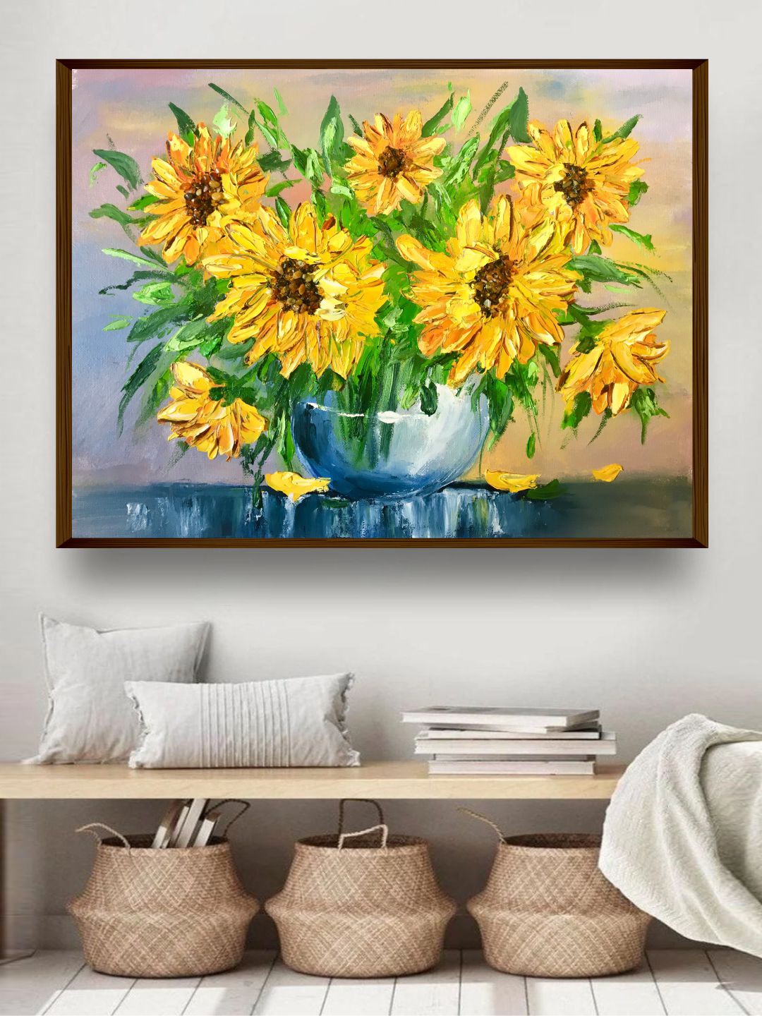 

The Art House Yellow & Green Floral Printed Framed Wall Art