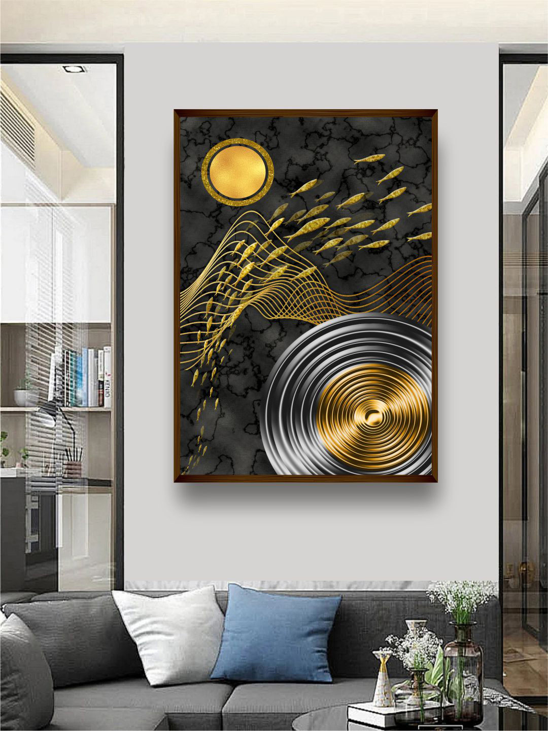 

The Art House Yellow & Grey Abstract Painting Framed Wall Art