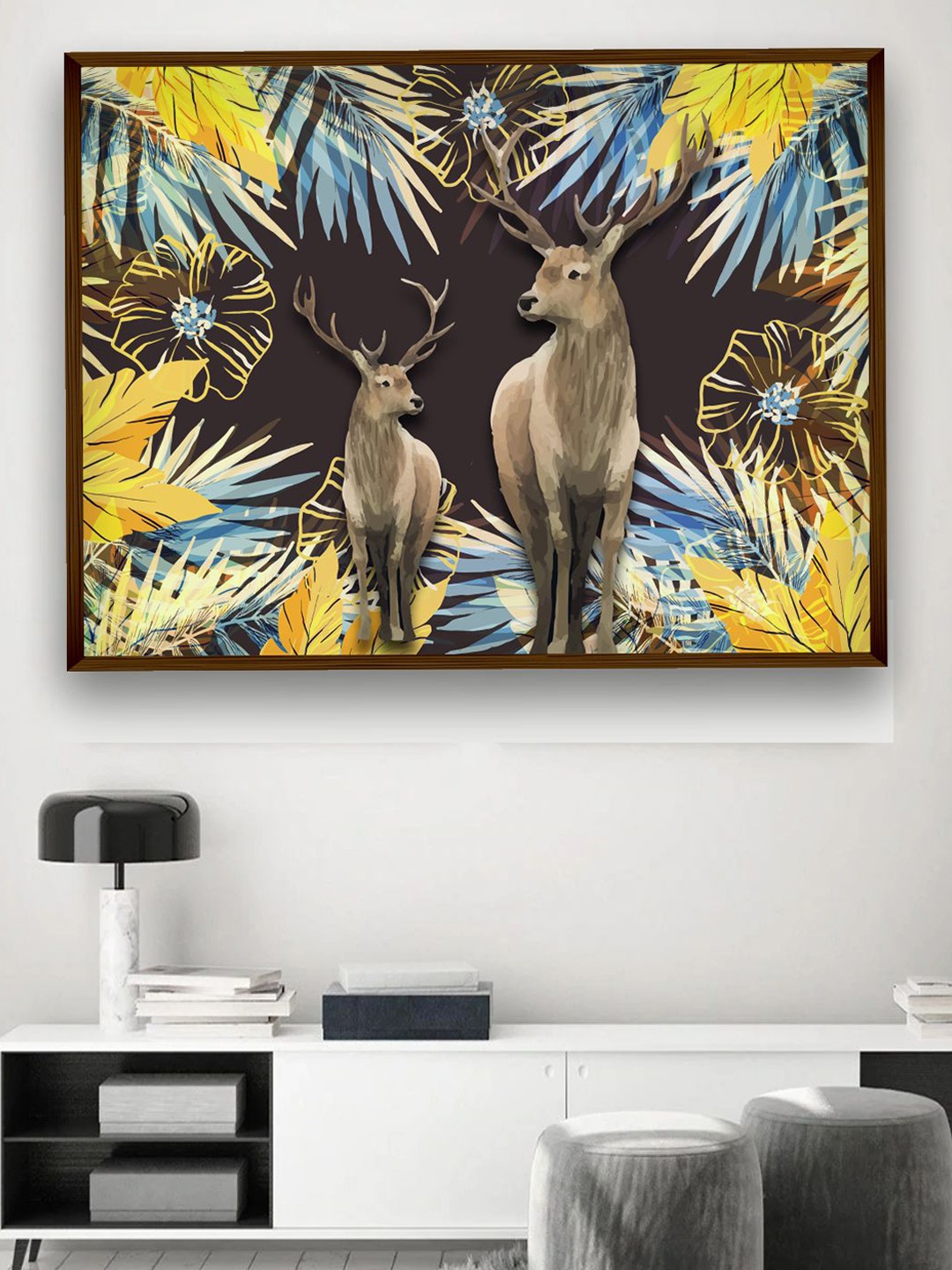 

The Art House Brown & Yellow Animal Painting Framed Wall Art