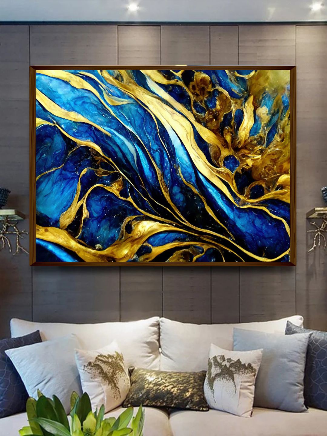 

The Art House Blue & Yellow Abstract Painting Framed Wall Art