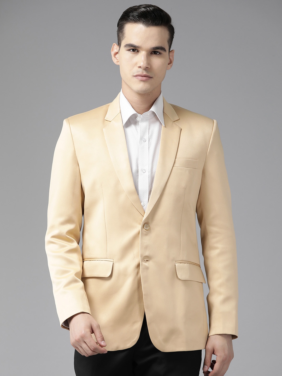 

Shaftesbury London Men Single-Breasted Slim Fit Formal Blazer, Beige