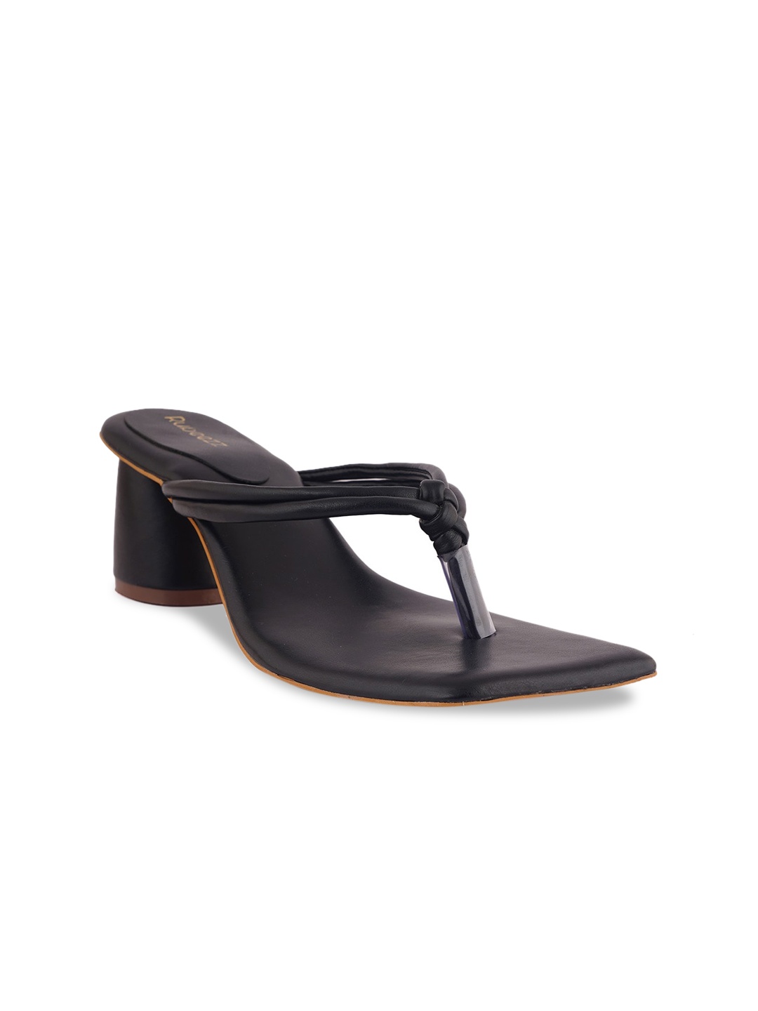 

Rubeezz Knotted Open Toe Block Heels, Black